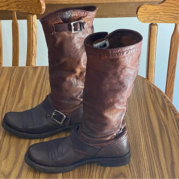 Frye Shoes - Frye Size 7.5 Womens Veronica Slouch Brown Leather MidCalf Pull On Boots Vintage